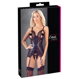 Cottelli - set lenjerie cu top deschis și tanga dantelă neagră - L