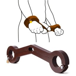 Rimba Bondage Play Humbler Ball & Wrist Lock Brown
