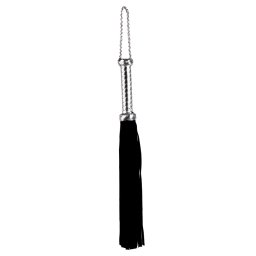 Devil Sticks Flogger with Metallic Leather Handle & Suede Leather Tails 46cm Black