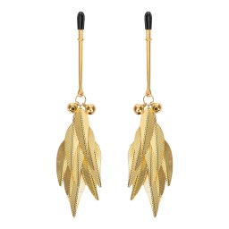 Rimba Bondage Play Nipple Clamps with Feathers Gold
