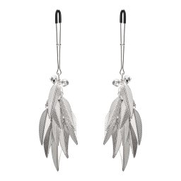 Rimba Bondage Play Nipple Clamps with Feathers Silver