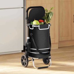 Carucior de cumparaturi Manual Negru 36.5 x 46.5 x 100.5 cm GartenMobel Dekor