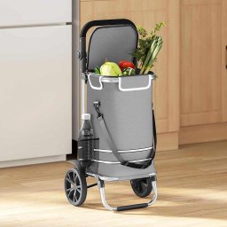Carucior de cumparaturi Manual Gri 36.5 x 46.5 x 100.5 cm GartenMobel Dekor