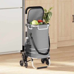 Carucior de cumparaturi Gri 47 x 39 x 100.5 cm Tafeta Oxford GartenMobel Dekor