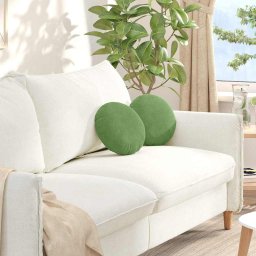 Perne de Sezut 2 pcs Verde deschis Ø 40 x 13 cm Catifea GartenMobel Dekor