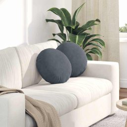 Perne de Sezut 2 pcs Gri închis Ø 40 x 13 cm Catifea GartenMobel Dekor