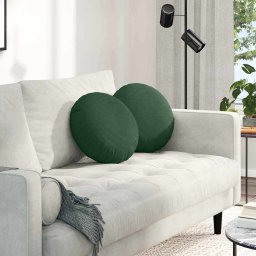 Perne de Sezut 2 pcs Verde închis Ø 40 cm Tesatura din corduroy GartenMobel Dekor