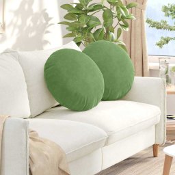 Perne de Sezut 2 pcs Verde deschis Ø 40 x 13 cm Catifea GartenMobel Dekor