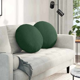 Perne de Sezut 2 pcs Verde închis Ø 50 cm Tesatura din corduroy GartenMobel Dekor