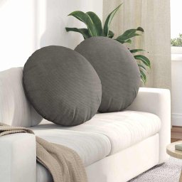 Perne de Sezut 2 pcs Gri deschis Ø 60 cm Tesatura din corduroy GartenMobel Dekor