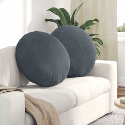 Perne de Sezut 2 pcs Gri închis Ø 40 x 13 cm Catifea GartenMobel Dekor