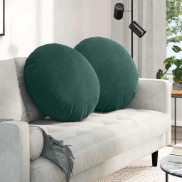 Perne de Sezut 2 pcs Verde închis Ø80 x 29 cm Catifea GartenMobel Dekor