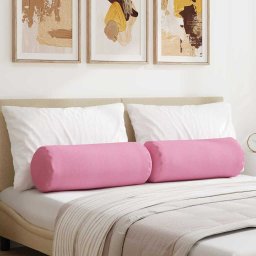 Perne Bolster 2 pcs Roz Ø 25 x 70 cm tesatura GartenMobel Dekor