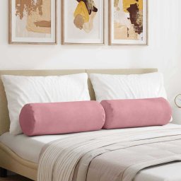 Perne Bolster 2 pcs Roz Ø 25 x 70 cm Tesatura din corduroy GartenMobel Dekor