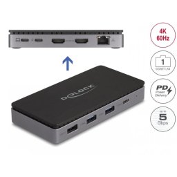 Docking station USB type C la Dual HDMI MST 4K60Hz/USB/Gigabit LAN/PD 3.0 85W, Delock 88271