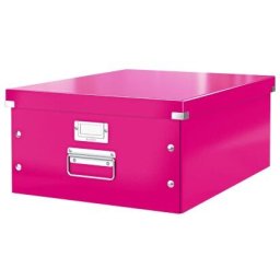 Cutie depozitare LEITZ WOW Click & Store, carton laminat, mare, roz