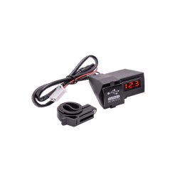 Priza si afisaj incarcare, iesire USB, montaj ghidon, culoare negru