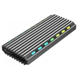 RACK extern GEMBIRD, pt. SSD, M.2, M.2 S-ATA NGFF si M.2 PCIe NVME, interfata PC USB 3.1, RGB LED backlight, aluminiu, argintiu, EE2280-U3C-03 (timbru verde 0.8 lei)