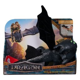 How To Train Your Dragon 2025 - Toothless Hug and Glide, Dragon de pluș interactiv 30 cm, Multicolor, 4 ani+