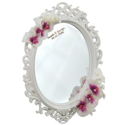 Oglinda miresei, formă ovală în stil victorian cu decor din flori de silicon, Personalizată - ALIF511006