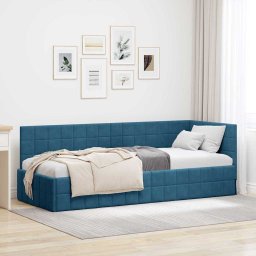 Cadru de pat coltar cu headboard albastru 80 x 200 cm Catifea GartenMobel Dekor