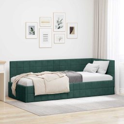 Cadru de pat coltar Verde închis 80 x 200 cm Catifea GartenMobel Dekor