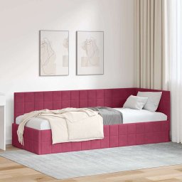 Cadru de pat coltar cu headboard bordo 80 x 200 cm Catifea GartenMobel Dekor
