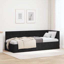 Cadru de pat coltar cu headboard Negru 80 x 200 cm Catifea GartenMobel Dekor