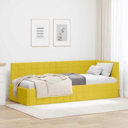 Cadru de pat coltar cu headboard Galben 80 x 200 cm Catifea GartenMobel Dekor