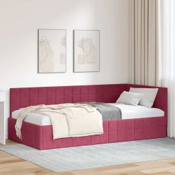 Cadru de pat coltar cu headboard bordo 100 x 200 cm Catifea GartenMobel Dekor