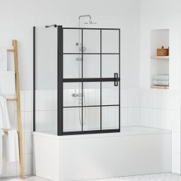 Paravan de cada pentru dus pliabil, sticla securizata, negru, 80 x 129,5 cm