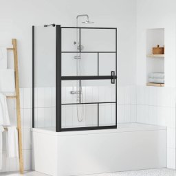 Paravan de cada pentru dus pliabil, sticla securizata, negru, 80x129,5 cm