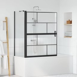 Paravan de cada pentru dus pliabil, sticla securizata, negru, 100x129,5 cm