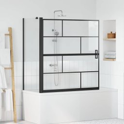 Ecran de baie pentru dus pliabil, sticla securizata, negru, 116x129,5 cm