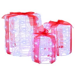 Decoratie cutie de cadou 3 pcs Alb rece 20 x 20 x 21 cm Acril GartenMobel Dekor