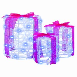 Decoratie cutie de cadou 3 pcs albastru 20 x 20 x 21 cm Acril GartenMobel Dekor