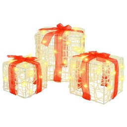 Cutie cadou cu 60 LED 3 pcs Alb cald 20 x 20 x 20 cm Acril GartenMobel Dekor
