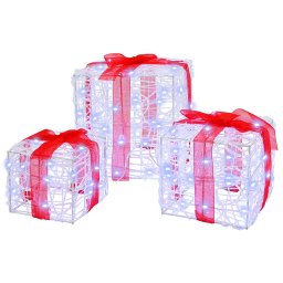 Cutie cadou cu 60 LED 3 pcs Alb rece 20 x 20 x 20 cm Acril GartenMobel Dekor