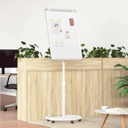 Tabla alba magnetica cu roata Alb si gri 62 x 62 x 195 cm EPS GartenMobel Dekor