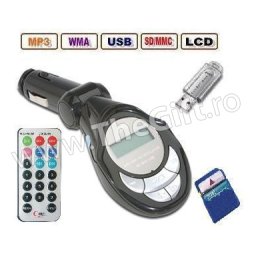 Modulator FM cu Telecomanda, Ecran LCD, Slot SD/MMC si Port USB