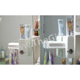 Dozator de pasta de dinti, cu suport pentru periute cadou