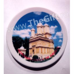 Scrumiera ceramica, magnet Curtea de Arges