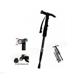 Baston telescopic cu lanterna si antisoc