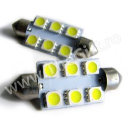 Set 2 becuri led T10 cu 6 SMD