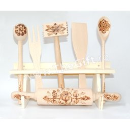 Set de bucatarie din lemn, 7 piese