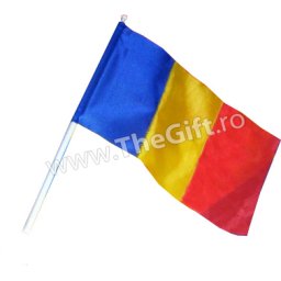 Mini steag Romania, cu maner