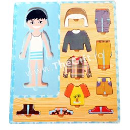 Puzzle din lemn, imbraca fetita