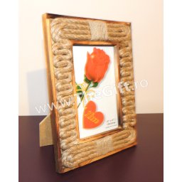 Rama foto eco, din lemn si sfoara