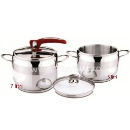 Set oala sub presiune 7 litri, oala 5 litri, capac termorezisten