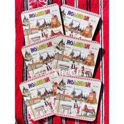 Set 6 suporturi pentru pahare, Romania turistica